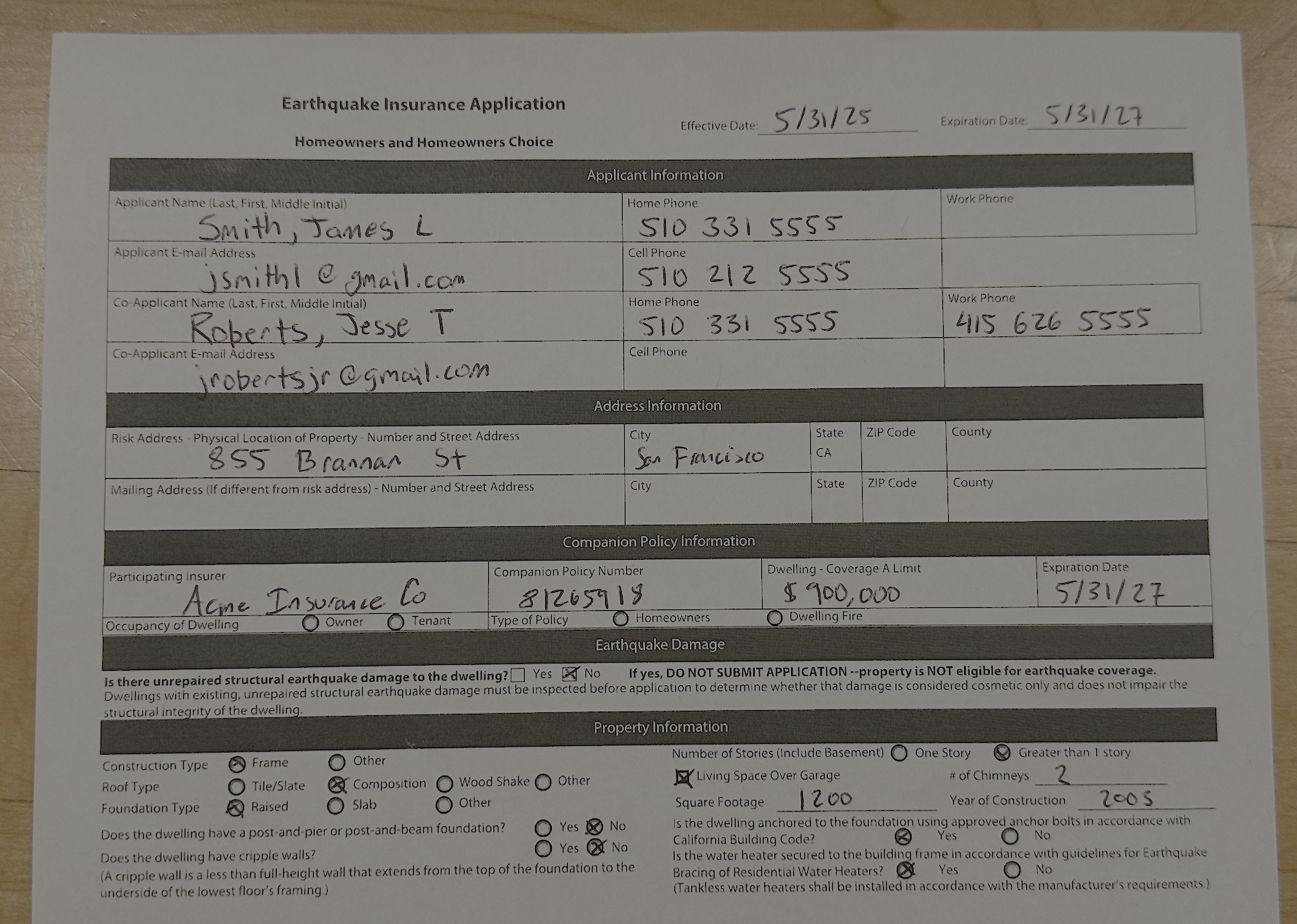 Insurance Form